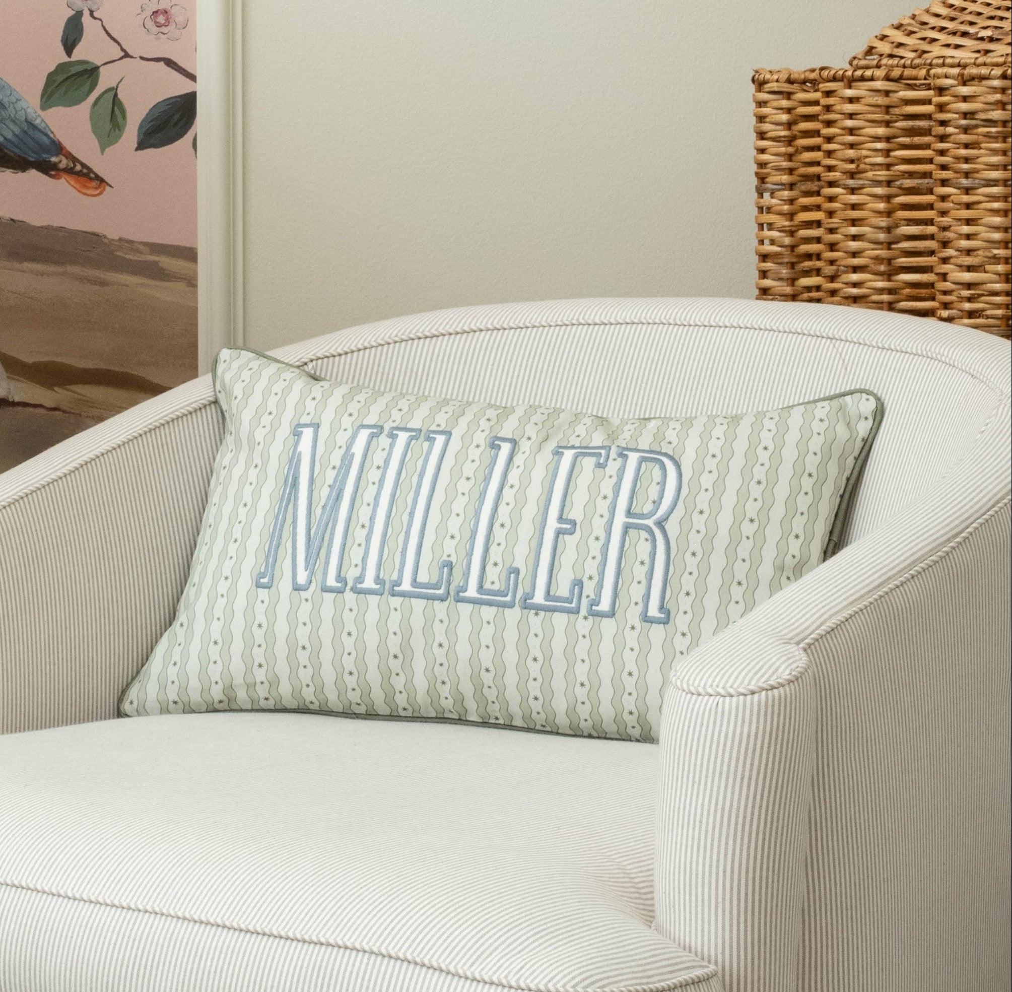 Sage Waverly Stripe x White x Harbor Blue