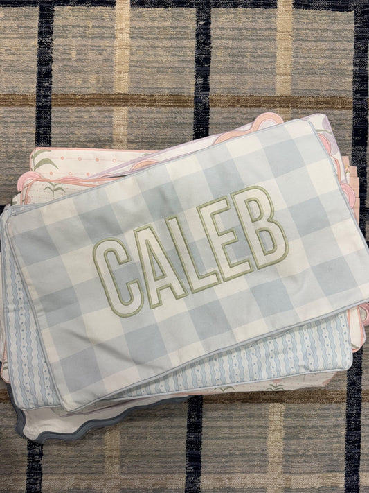 Caleb — Blue Check sample sale pillow cover